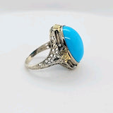 Bold & Beautiful Vintage Turquoise Filigree Ring in 14K Two-Tone Gold Peters Vaults 10