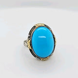 Bold & Beautiful Vintage Turquoise Filigree Ring in 14K Two-Tone Gold Peters Vaults 11