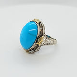 Bold & Beautiful Vintage Turquoise Filigree Ring in 14K Two-Tone Gold Peters Vaults 13