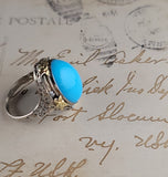 Bold & Beautiful Vintage Turquoise Filigree Ring in 14K Two-Tone Gold Peters Vaults 6