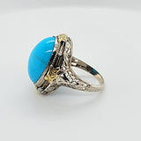 Bold & Beautiful Vintage Turquoise Filigree Ring in 14K Two-Tone Gold Peters Vaults 7