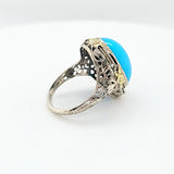 Bold & Beautiful Vintage Turquoise Filigree Ring in 14K Two-Tone Gold Peters Vaults 8