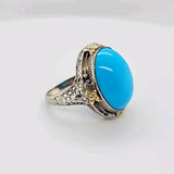 Bold & Beautiful Vintage Turquoise Filigree Ring in 14K Two-Tone Gold Peters Vaults 9