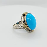 Bold & Beautiful Vintage Turquoise Filigree Ring in 14K Two-Tone Gold Peters Vaults