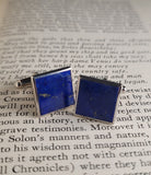 Bold and Classy Square Shape Lapis Lazuli Cufflinks in Sterling Silver | Peter's Vaults