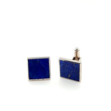 Bold and Classy Square Shape Lapis Lazuli Cufflinks in Sterling Silver | Peter's Vaults