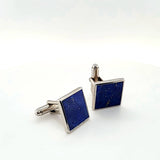 Bold and Classy Square Shape Lapis Lazuli Cufflinks in Sterling Silver | Peter's Vaults