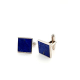 Bold and Classy Square Shape Lapis Lazuli Cufflinks in Sterling Silver | Peter's Vaults