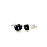 Classy and Elegant Black Onyx Oval Shape Cufflinks in Sterling Silver | Peter's Vaults