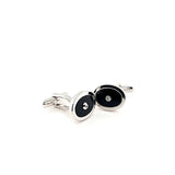 Classy and Elegant Black Onyx Oval Shape Cufflinks in Sterling Silver | Peter's Vaults