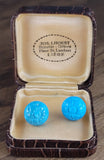 Exquisite Vintage - Carved Turquoise Earrings in 14K White Gold  Peter's Vaults 3