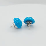 Exquisite Vintage - Carved Turquoise Earrings in 14K White Gold  Peter's Vaults 5