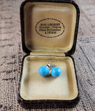 Fun & Playful Faceted Turquoise  Diamond Stud Earrings in 14K White Gold