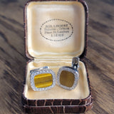 Glistening Tiger's Eye Hand-Crafted Cufflinks in Sterling Silver | Peter's Vaults