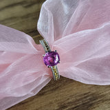 One of a Kind Pink Sapphire Engagement Ring with Yellow Diamonds in Platinum