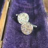 Shimmering Australian Mosaic Opal Cufflinks in Sterling Silver | Peter's Vaults