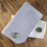 Shimmering Australian Mosaic Opal Cufflinks in Sterling Silver | Peter's Vaults