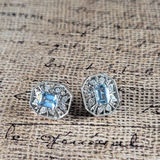 Shimmering Diamond & Aquamarine Earrings in 14K Peter's Vault 1