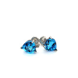 Shimmering Heart Shaped Blue Topaz Diamond Earrings 14K Peters Vaults 1