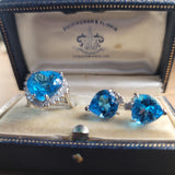 Shimmering Heart Shaped Blue Topaz Diamond Earrings 14K Peters Vaults 4