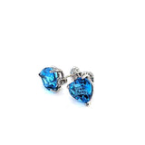 Shimmering Heart Shaped Blue Topaz Diamond Earrings 14K Peters Vaults 2