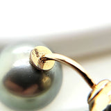 Shimmering Tahitial Pearl and Gold Ball Double Stud Earrings in 14K Gold - UBER Rare Color | Peter's Vault