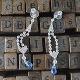 Stunning Diamond & Sapphire Dangle Drop Chandelier Earrings in 18KW