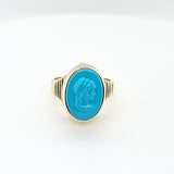 Ultra Rare Vintage Turquoise Cameo Ring in 14K Gold  Peter's Vaults 7