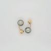 Shimmering Tahitial Pearl and Gold Ball Double Stud Earrings in 14K Gold - UBER Rare Color | Peter's Vault