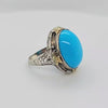 Bold & Beautiful Vintage Turquoise Filigree Ring in 14K Two-Tone Gold Peters Vaults 12