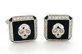 Onyx and Diamond  Skull Cufflinks in 18K Gold